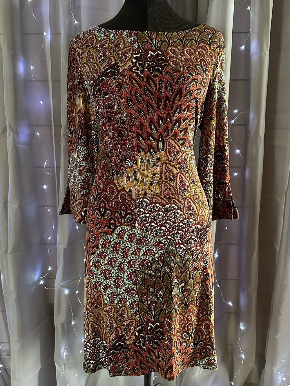 Msk boho floral geometric print dress Sz Xl petite